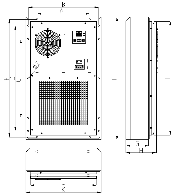 T3 extérieur silencieux de C.C 48V 600W 2000Btu de climatiseur d'armoire électrique
